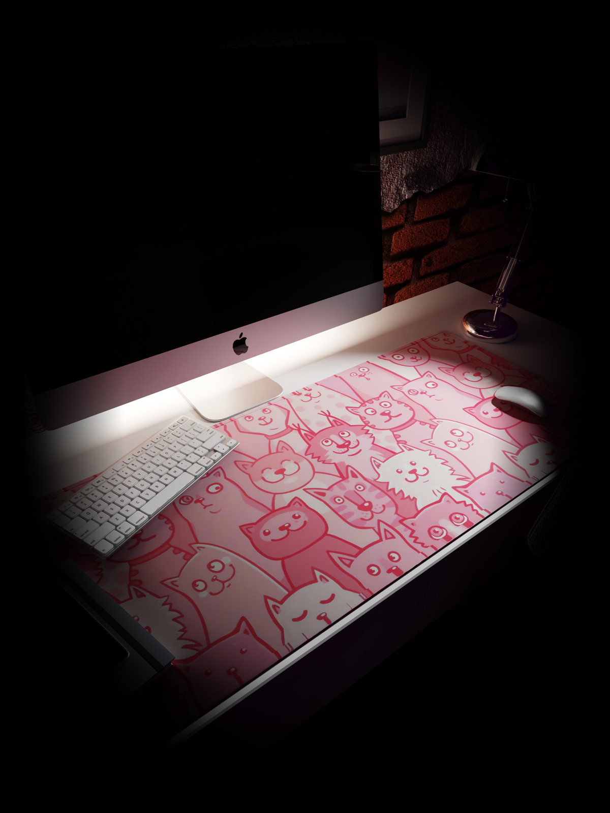 iEasy DeskMat 90×40, Pink Cats
